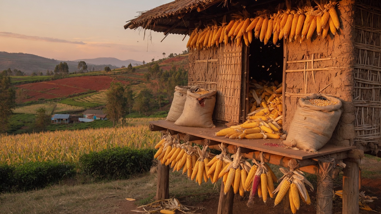 Raised maize granary in the Kenyan highlands